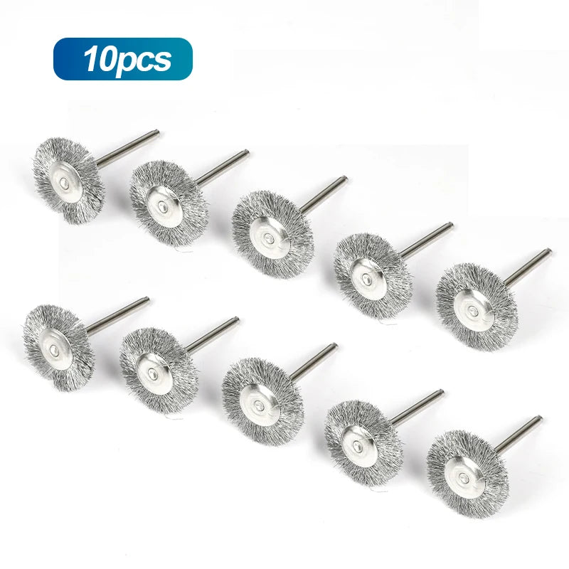 3/10Pcs Steel Wire Brushes Set Polishing Wheels Pen Brushes Kit Dremel Accessories Deburring for Rotary Tool