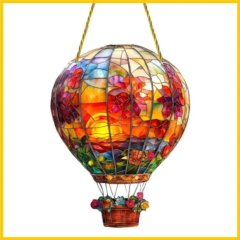 H55A Hot Air Balloon Window Sun Catcher Wall Hanging Colored Decors Acrylic Art
