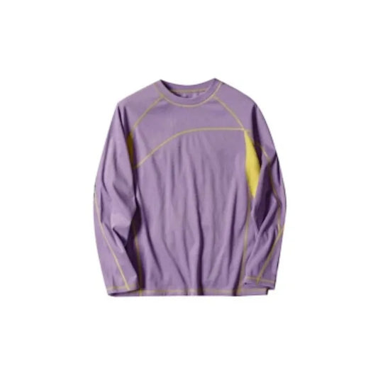 Unisex Outdoor Color Block Long Sleeve T Shirt Stretch Base Layer For Hiking Cycling Trekking Casual Sports Top S 3XL