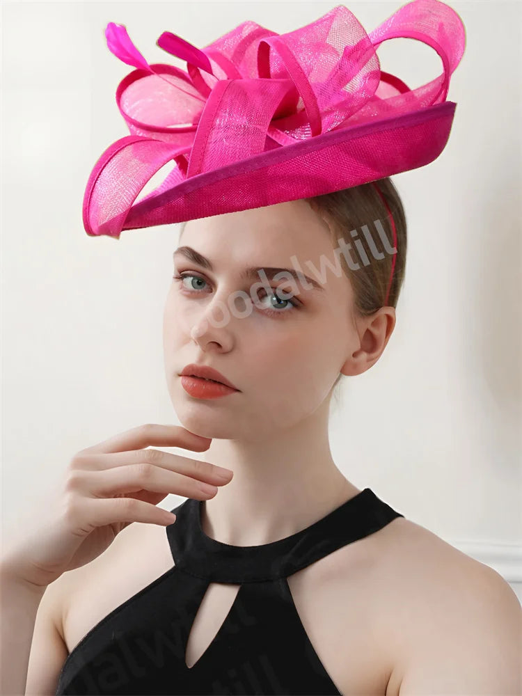 Hot Pink New Fascinator Wedding Women Hat Derby Race Ladies Headpiece Bride Wedding Chic Pillbox Fascinator Hair Accessories