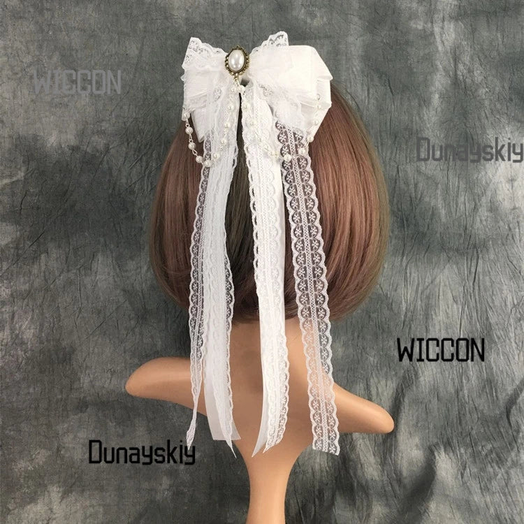 Korean Style Hair Bow Clips Elegant Ribbon Butterfly Hairpins  Lolita/Fairy Aesthetic Vintage Princess Headwear Alligator Clips