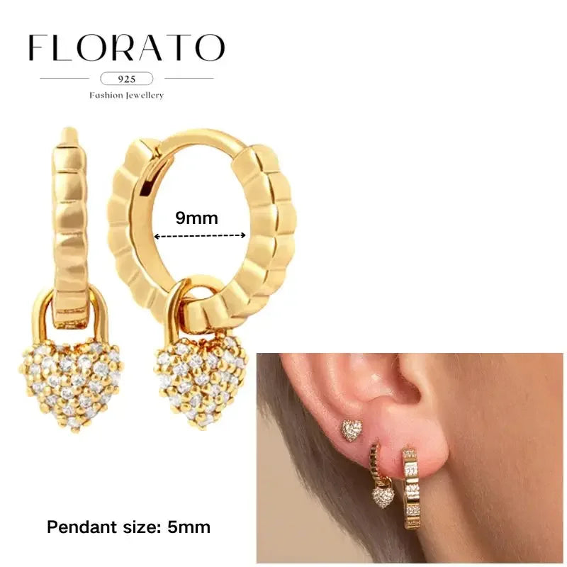 925 Sterling Silver Ear needle European And American Style Hoop Earrings Round square Pendientes Fashion For Women Birthday Gift