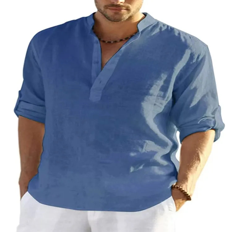Men's Casual Fashion Long Sleeve Linen Shirt Stylish Comfortable Breathable Men's Clothing