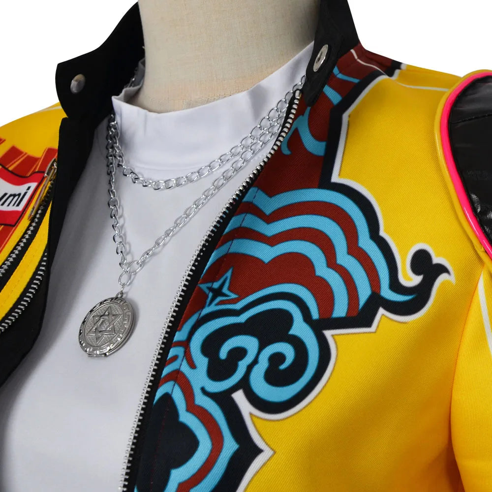 2025 New Anime Rumi Cosplay Costume Hunters Stage Clothing Yellow Coat Shorts Uniform Wig Woman Sexy Carnival Halloween Suit