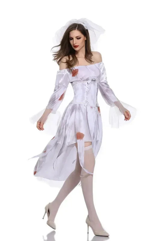 Dress for Female Devil Cosplay Party Devil Corpse Bride Costumes Halloween Women Scary Vampire Costume Clothes Witch Dresses