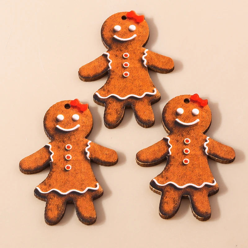 Leslie 10pcs Fashion Christmas Charms Cute Christmas Tree Deer Bell Snowman Pendant for Earring Necklace Making Accessories