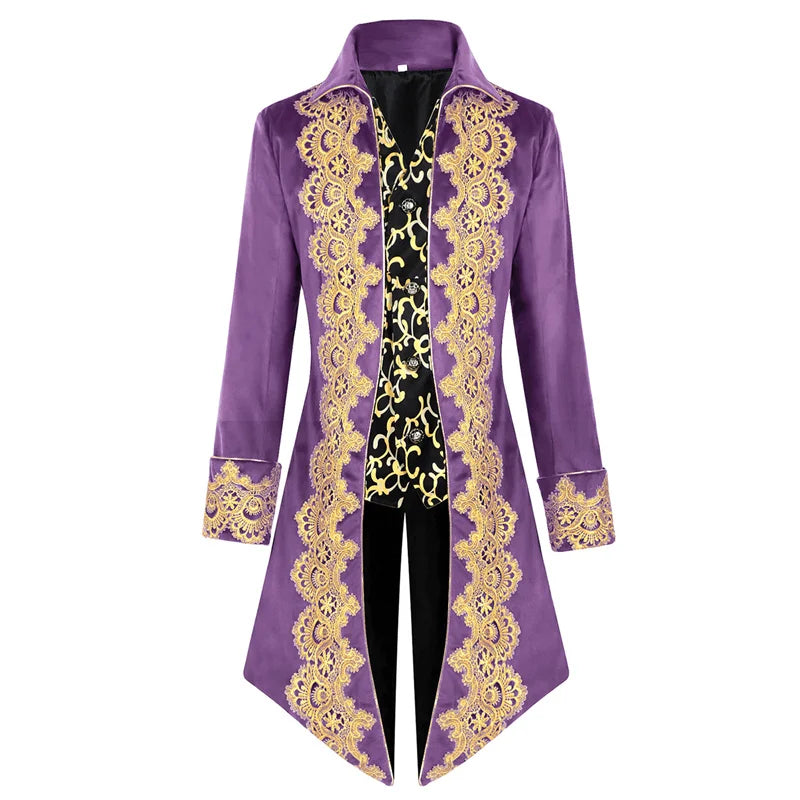 Halloween Men's Medieval court lace tailcoat punk retro coat men's clothing