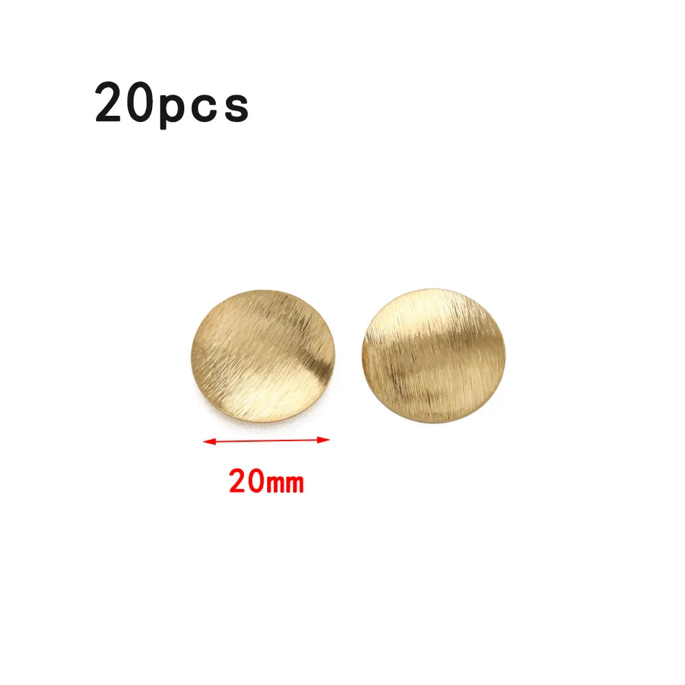 Raw Brass Brushed Round Convex Dome Discs Pendant Charms for Diy Hammered Jewelry Stud Earring Bracelet Necklace Making Findings