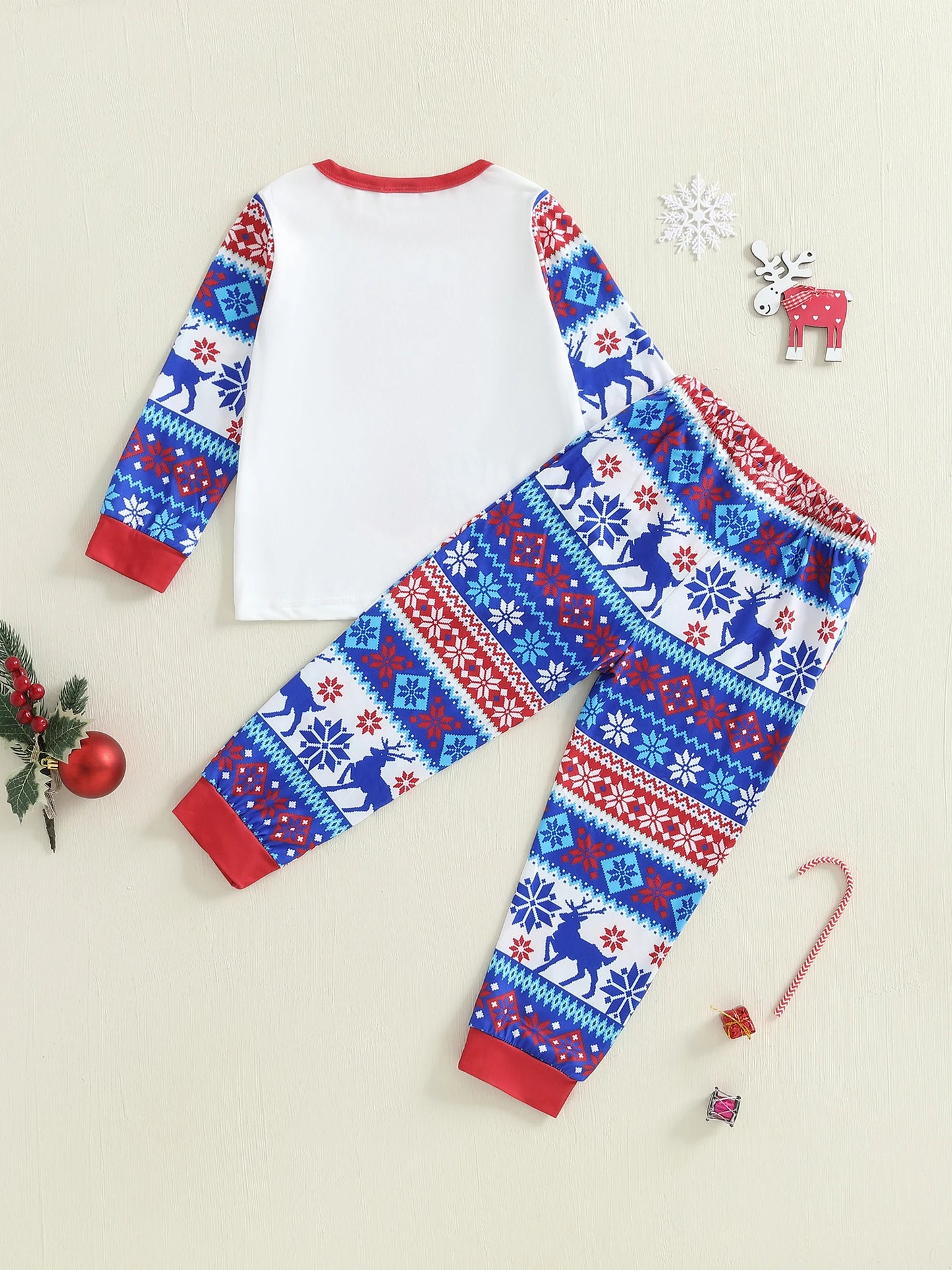 Toddler Boy Girl Christmas Outfit Santa Claus Snowman Long Sleeve Tops Elastic Waist Pants 2 Piece Set Holiday Costume