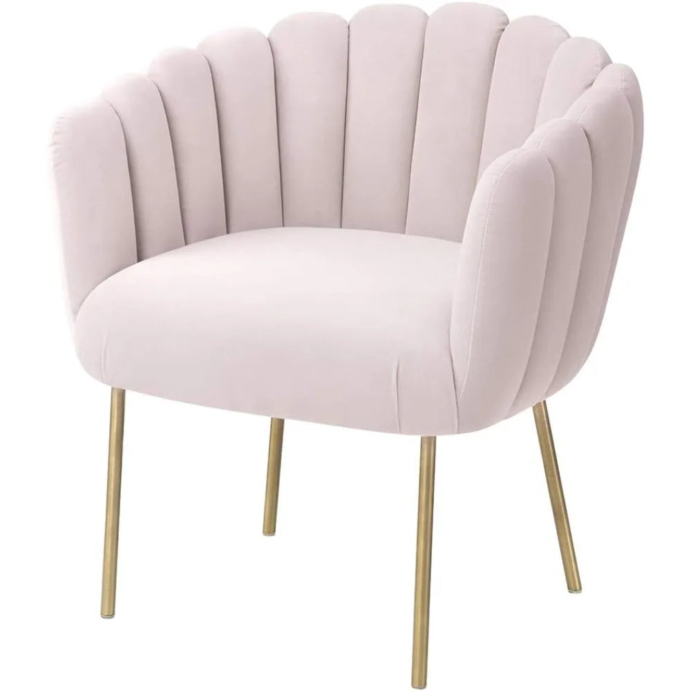Dolores Modern Blush Velvet Accent Chair - Feather-Filled Seat with Brushed Gold Legs, Easy-Clean Upholstered Side Chair