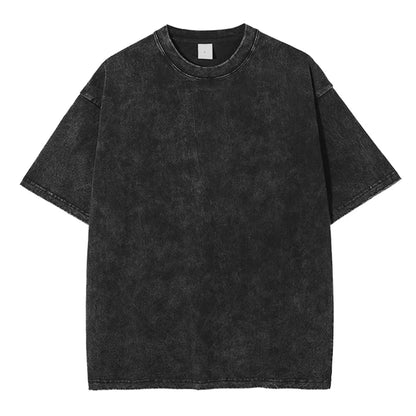 Men's Summer T-shirt 230G Heavy Cotton Vintage Washed T-Shirts Oversized Short Sleeve Loose Streetwear Short Sleeve Tops Tee