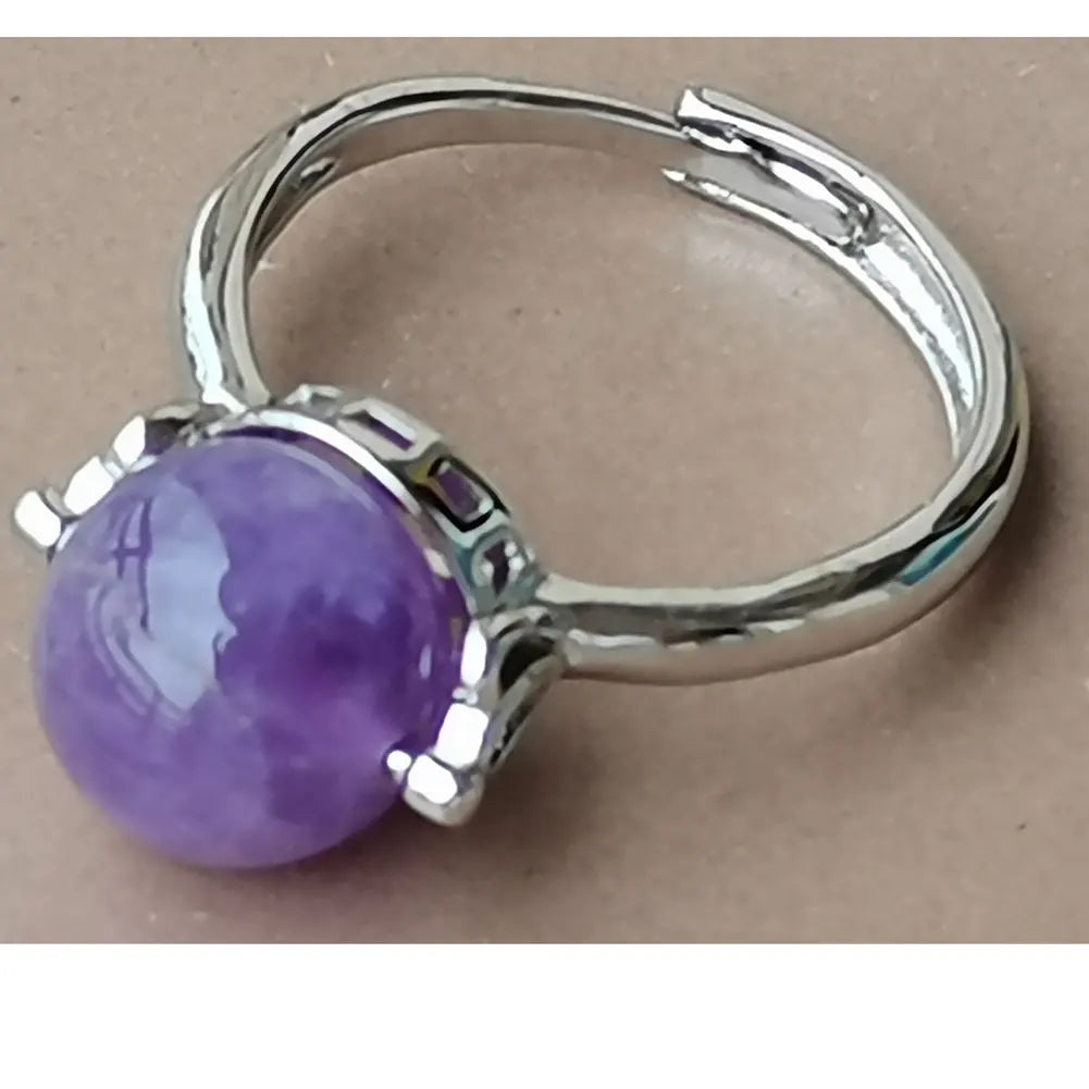 Tiger Eye Lapis Lazuli Opal Crystal Howlite Aventurine Blue Sand Carnelian Round Bead Ring  7~12" Adjust Size WB975