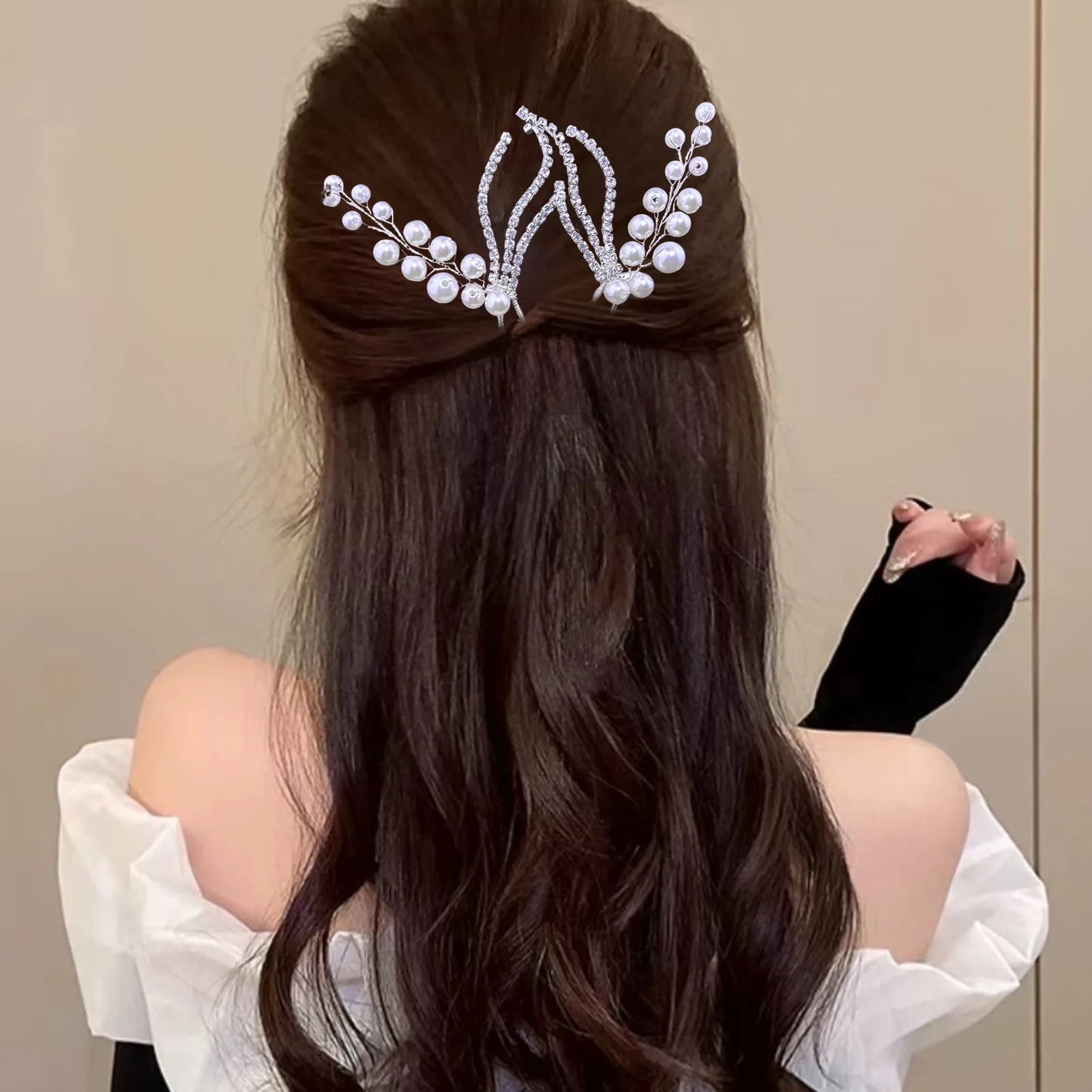 Woman Elegant Pearl U Shape Hair Stick Wedding Hairpins Bridal Headwear Hairstyle Tool Tools Bridal Tiara Hair Accessories