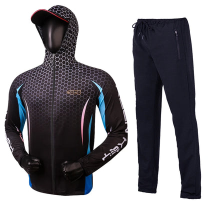 Ice Silk Fishing Sunscreen Suit Men's Summer Breathable Fishing Jacket Pants Large Size Rock Lure Sea Fishing Clothes