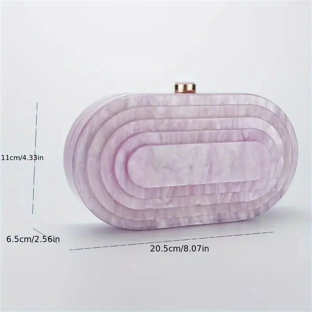 High Quality For Wedding Party Acrylic Box Evening Clutch Bags Women New Luxury Bride Rounded Rectangle Purses And Handbags