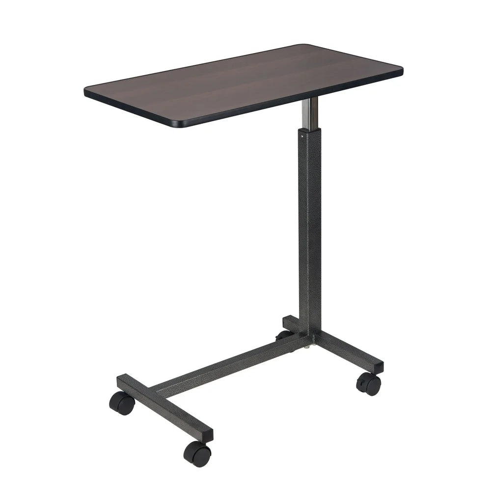 Non-Tilt Overbed Table Adjustable Height Locking H-Style Base Swivel Casters Textured Surface Lightweight Easy Mobility