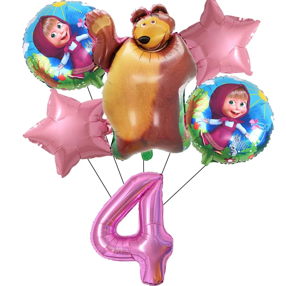 Cute Mashas and the Bear Party Balloons Party Decorations Cartoon Bear Party Favors Baby Shower Gifts For Kids Birthday Party