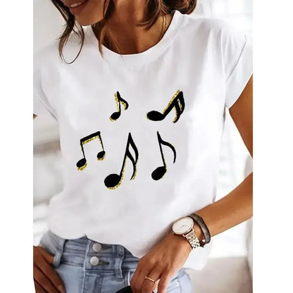 New in Y2k Love Heart Print Women Summer T Shirt Girl O Neck Funny Y2K Tops Tee Female 90s Casual Clothing