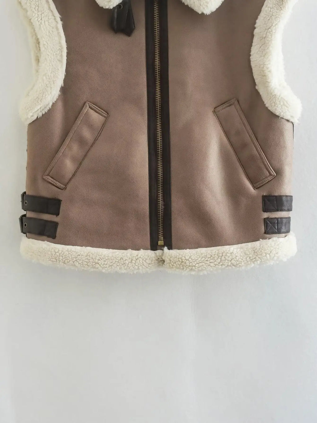 2022 Winter Fashion Women Thick Warm Fleece Faux Leather Jacket Splice Sleeveless Waistcoat Coat Ladies Biker Vest Outwear Tops