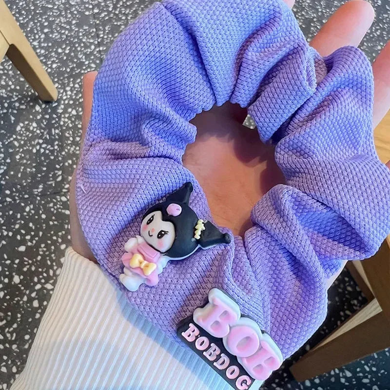 4Pcs  Girls Hair Bands Cute Cartoon Kuromi Hair Rope Kawaii Elastic Headband Hair Accessories Ponytail Holder Holiday Gift