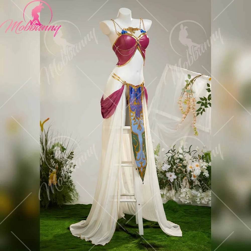 MOBBUNNYWomen Princess Cosplay Costume Anime Dance Dress Outfit Sexy Lingerie Short Top with Panty and Ribbon Halloween