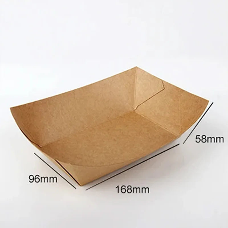 Kraft Paper Dessert Cake Food Tray Kitchen Disposable Snack Bowls Oilproof Cardboard Food Plates for Take Out Trays Supplies