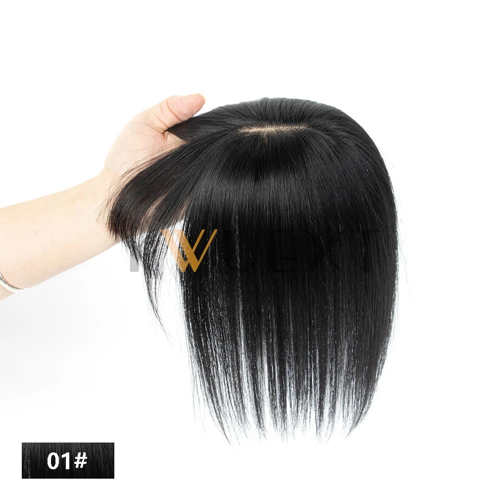 Clip In Hair Pieces Toppers 8"-12" Natural Human Hair Extensions Piece Brown Color Women With Bangs 8x12cm Base