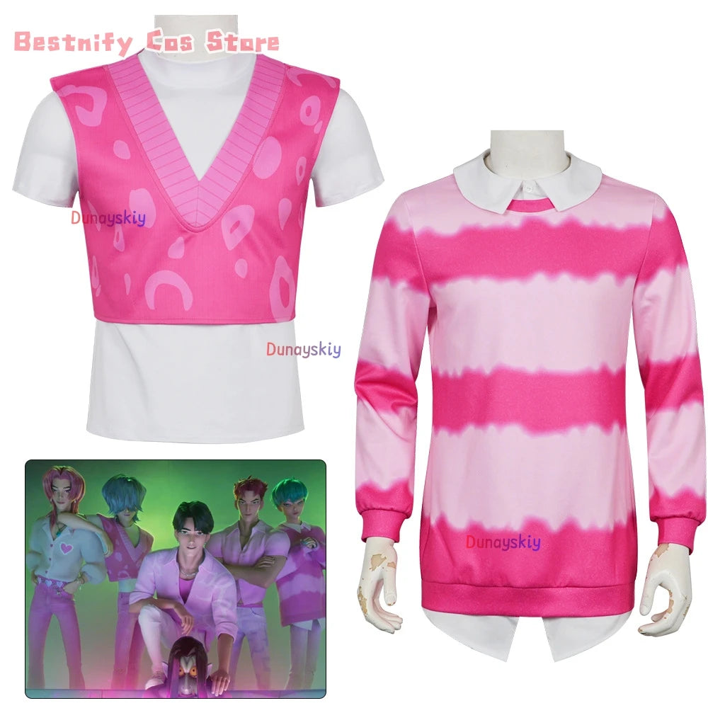 Sajaboys Cosplay Jinu Boy Group Anime Huntrix Movie Kpop Demon Handsome Vest Vampire Goth Punk Long Coat Korea Idol Halloween