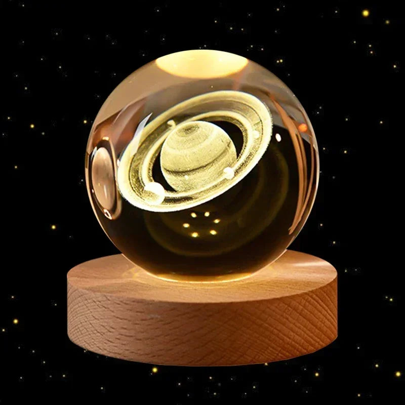 3D Crystal Ball Led Night Light Christmas Creative Gift Holiday Planet Crystal Ball Ornament Children Lamp Bedroom Ambient Light
