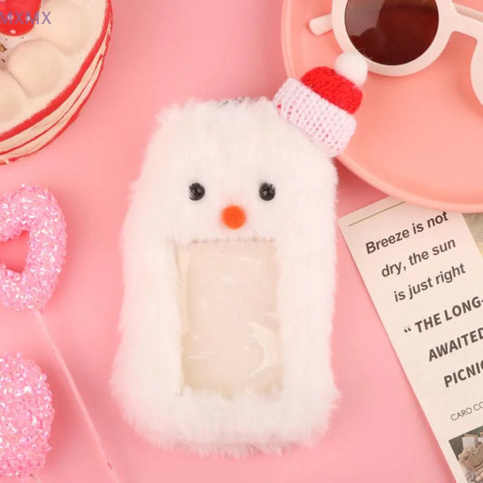 Cute Cartoon Christmas Snowman Plush Photocard Case Photo Card Holder Portable INS Card Case Students Photos Protective Cover
