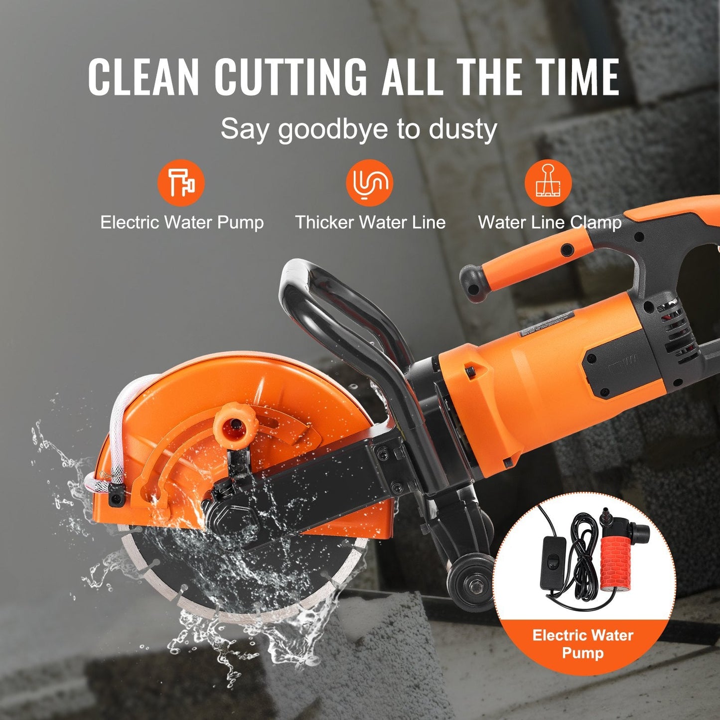 Electric Concrete Saw, 9 In, 1800 W Motor Circular Saw Cutter With 3.5