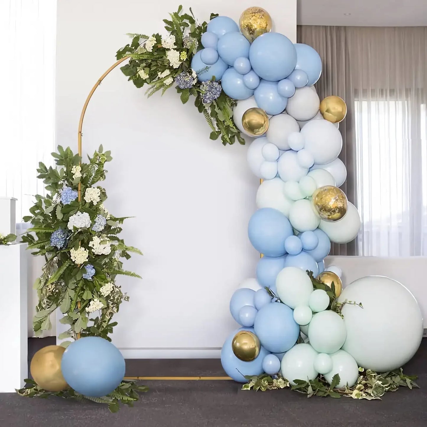 7.2ft Wedding Arch for Ceremony, Golden Balloon Stand, Metal Arch Backdrop for Decor
