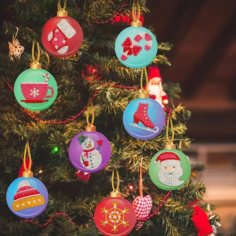 10PCS DIY Christmas Tree Pendant Diamond Painting Special Shape Full Drills Hanging Ornament Christmas Decor Natal Navided