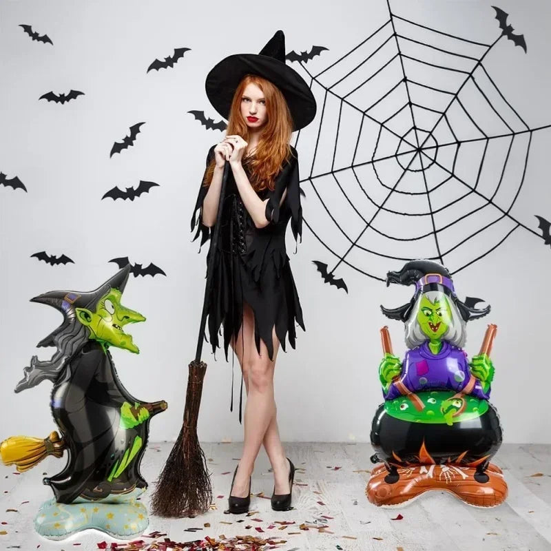 Halloween Decoration Balloon Pumpkin Pile Pumpkin Dead Tree Witch Scythe Grim Reaper Aluminum Balloon Halloween Party Decoration