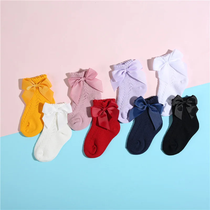 Newborn Baby Summer Mesh Girls Socks Fashion Bow Thin Socks for Girls Infant Clothes Accessories
