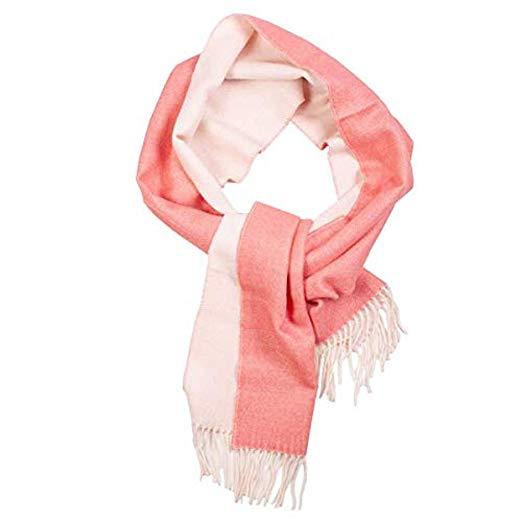Alpaca wool white-pink double sided scarf