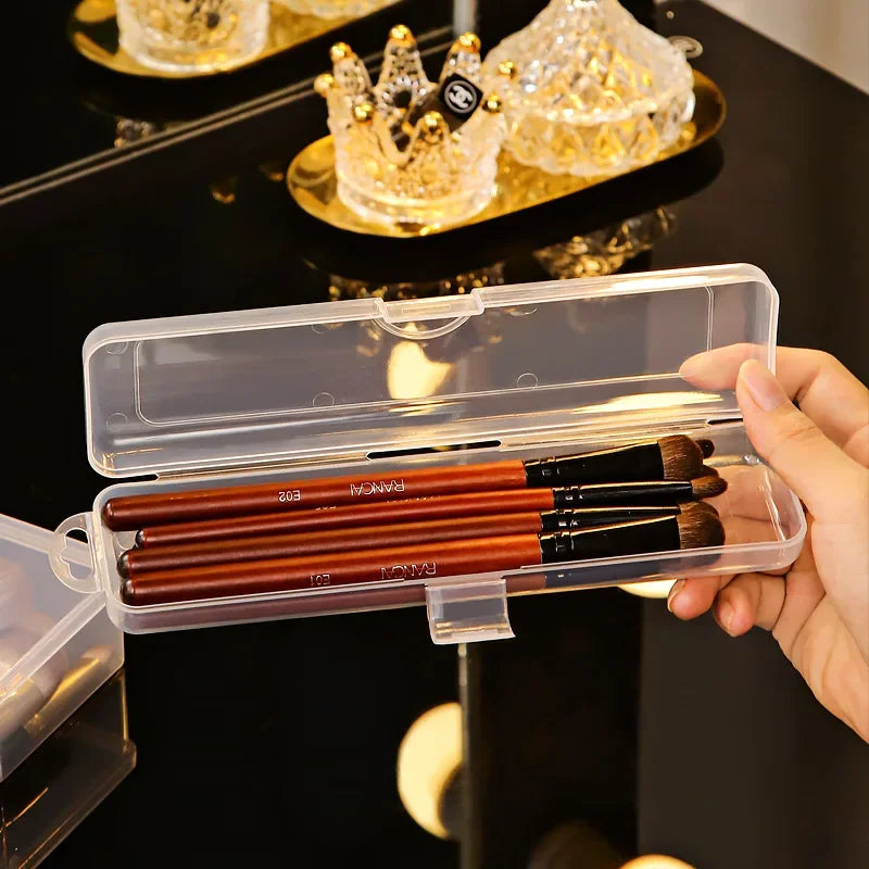 Plastic Storage Container Pencil Case Pen Stationery Storage Box Makeup Brush Desktop Organizer Jewelry Container 1pcs