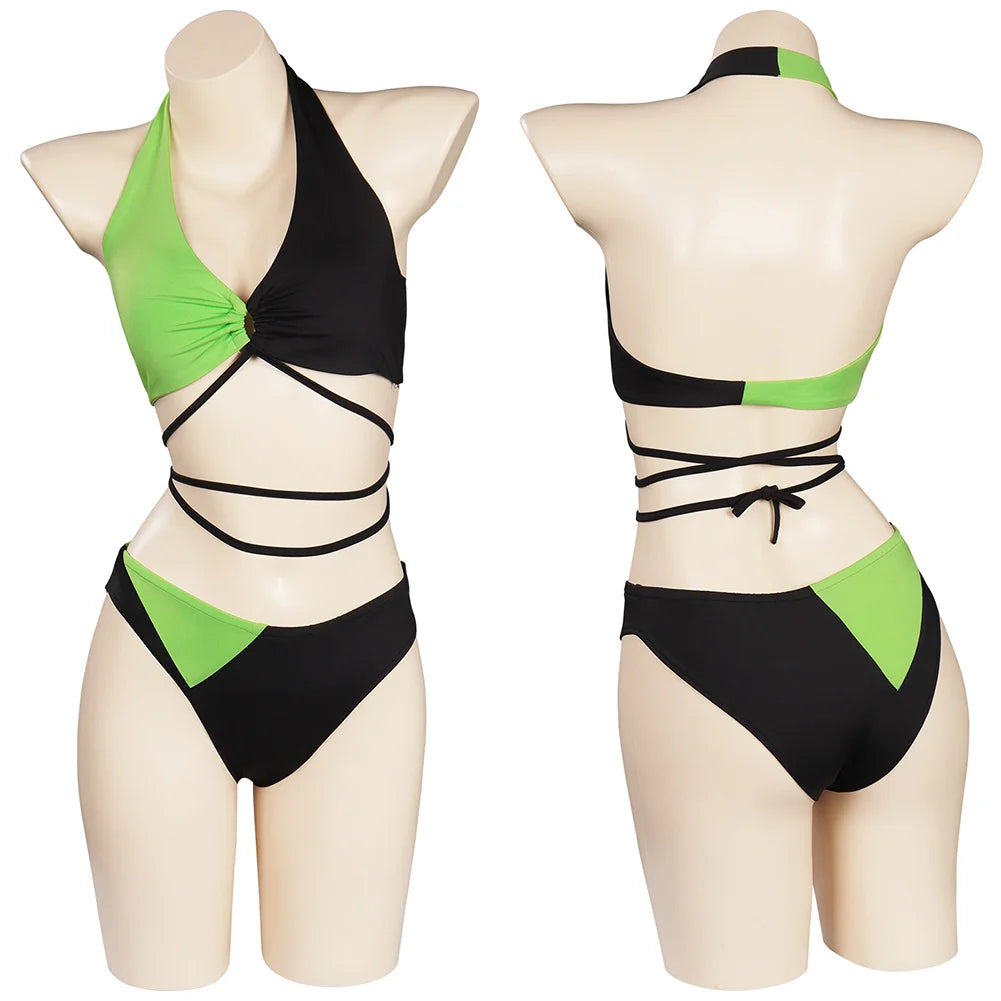Shego Cosplay Women Lingerie Costume Cartoon Kim Underwear  Summer Swimsuits Swimwear Girls Adult Women Roleplay Fantasia Suits