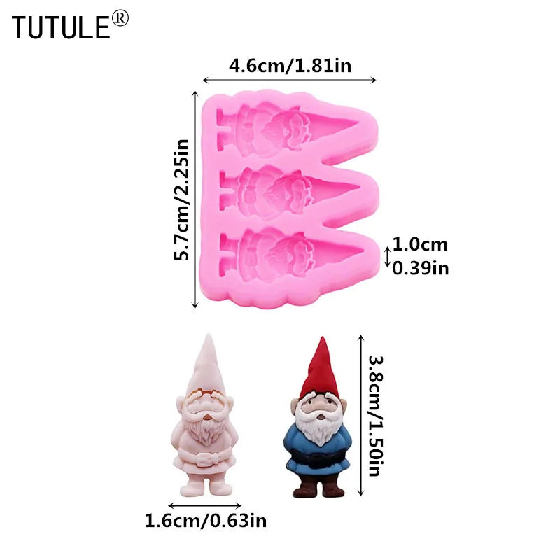Christmas DIY Gnome Dwarf Keychain Clay Epoxy Resin silicon Moulde Gnome Santa Claus Dwarf mold Chocolate cake decoration molds