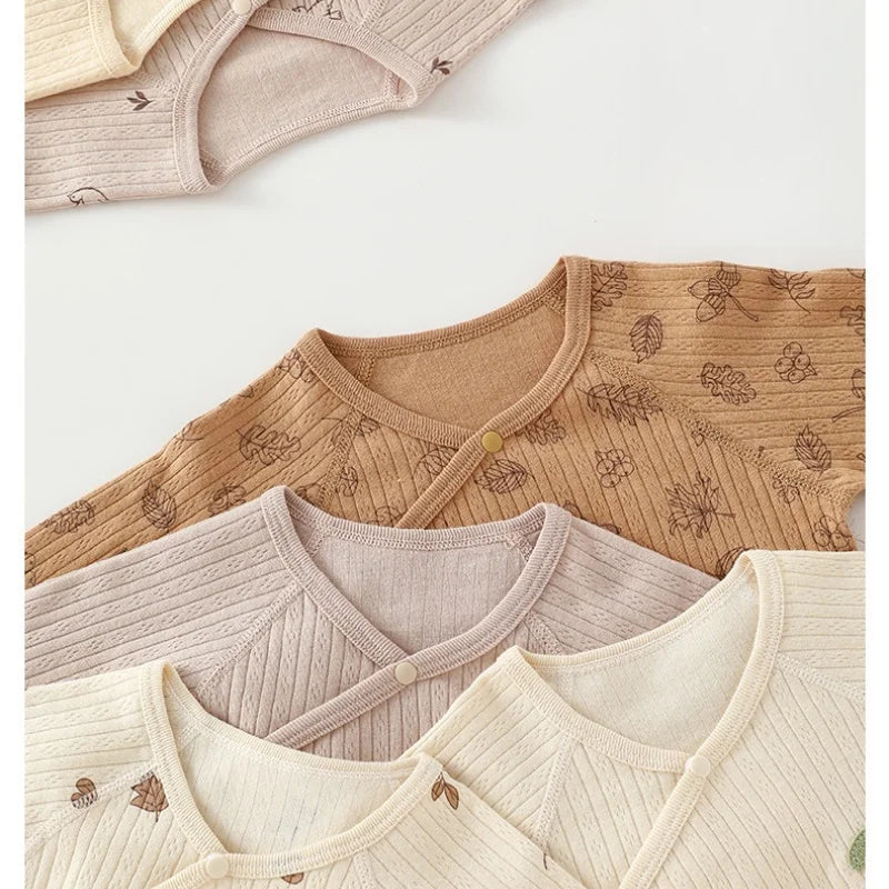 0-2Y Baby Clothes Boy Comfy Baby Daily Bodysuit Newborn Infant Girls Clothes Cotton Double Layered Belly Guard Triangle Romper