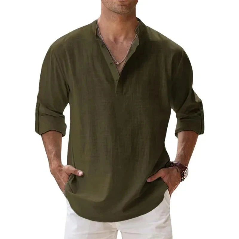 Men's Casual Fashion Long Sleeve Linen Shirt Stylish Comfortable Breathable Men's Clothing