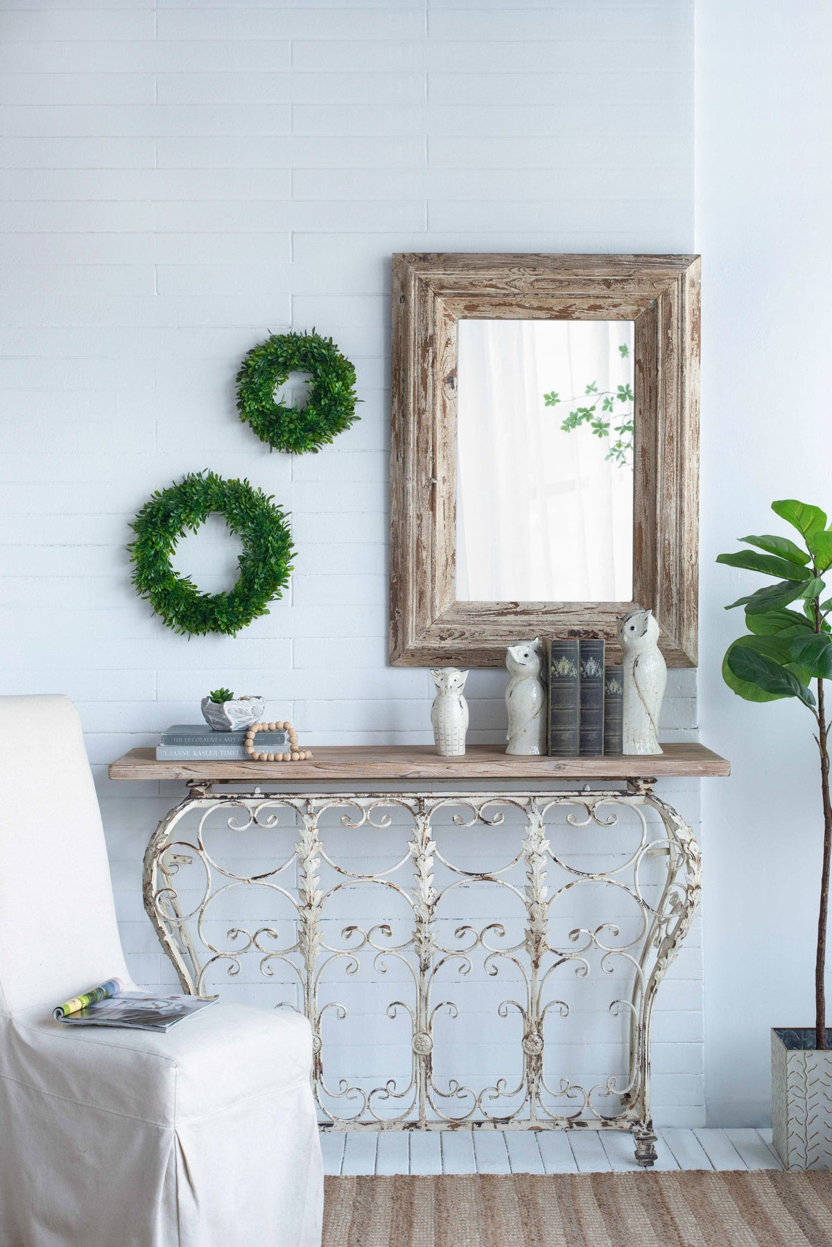 Set of 2 Artificial Greenery Wreaths for Home & Wedding Décor, 16 in