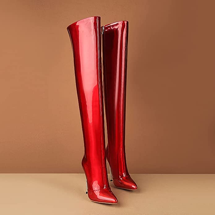 The Red Nevari Boot Over the Knee Boot