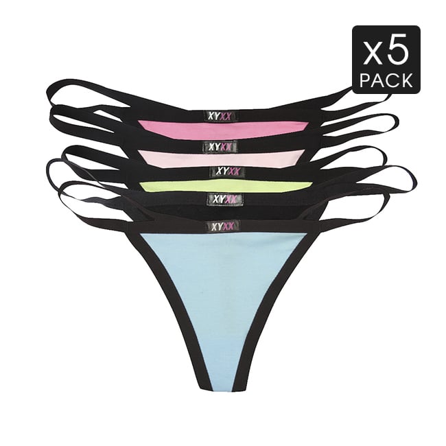 5 Womens Cotton G String Thong Mix Colour Pack