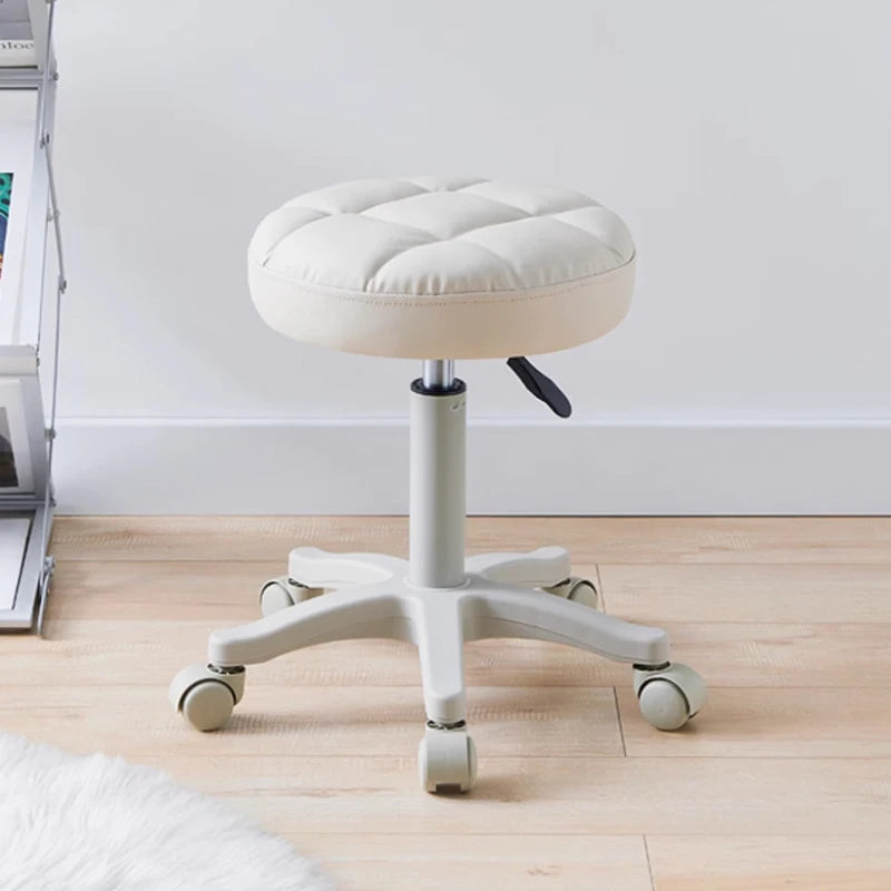 Beauty Salon Washing Chair Black  Chairs Hair Stylist Swivel Faux Leather Rolling Stool with Wheels Soft