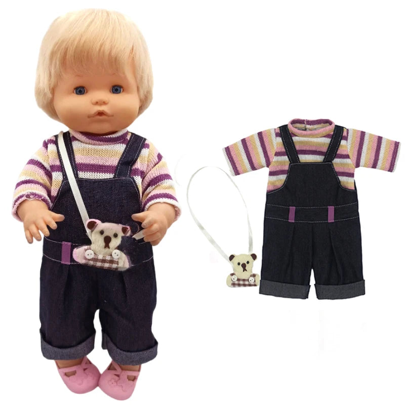 40cm Baby Doll Boy Clothes Grey Rompers Sock Hat For 38 Cm Nenuco Doll Clothing Ropa Y Su Hermanita Toys Wears
