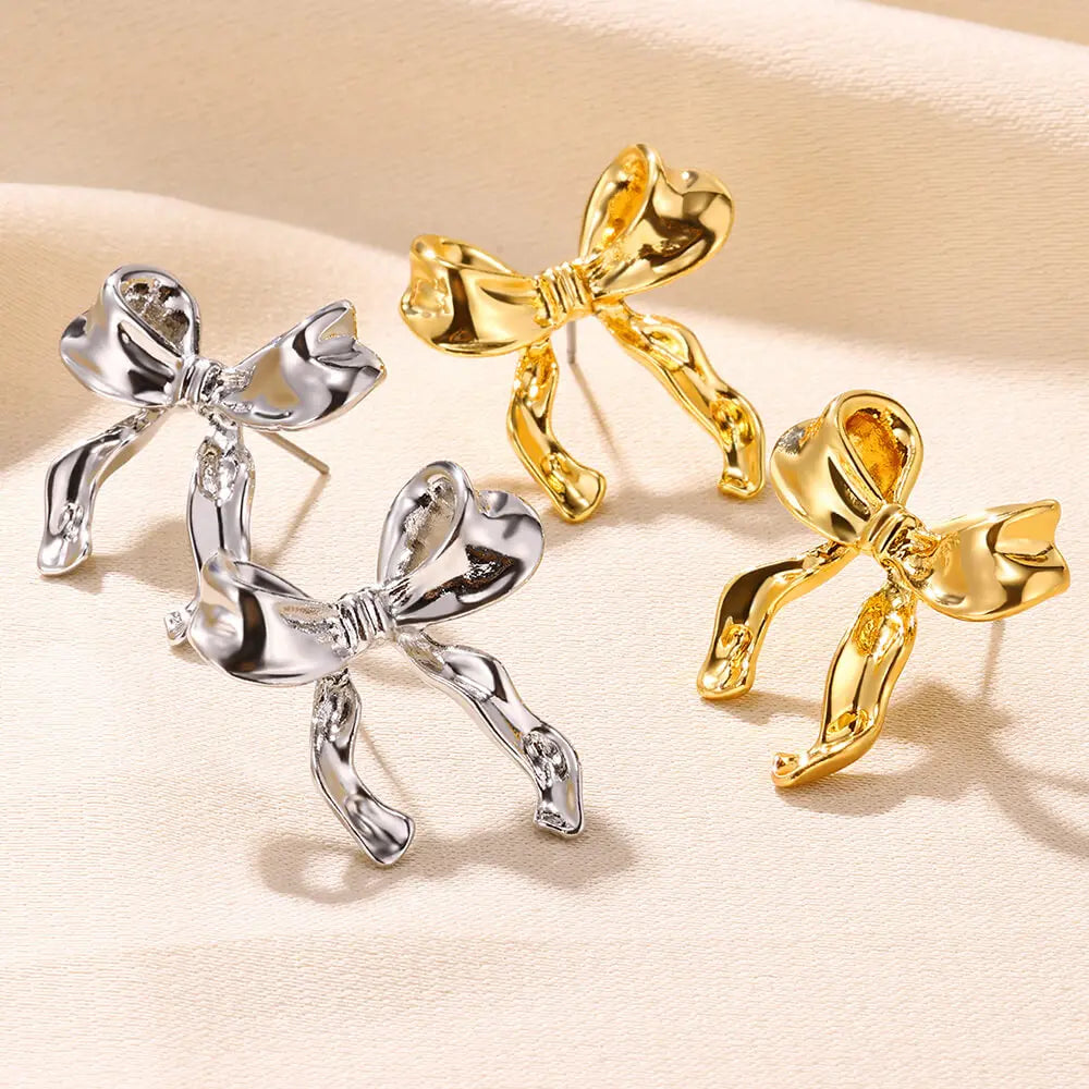 Bow Earring Butterfly  Aretes Stainless Steel Earrings For Women Spring Coil Twisted Earring Brincos Christmas Party Jewelry