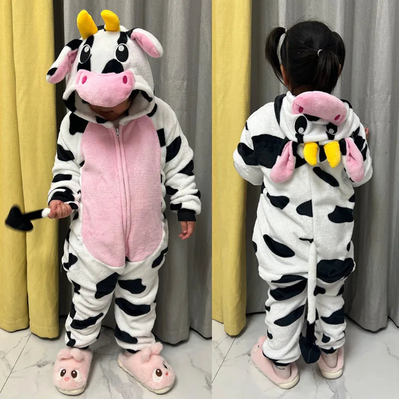 Stitch Anime Flannel Pajamas For Kids Autumn Winter Boy Girls Pyjamas Jumpsuit Children Christmas Halloween Pajama Party Costume