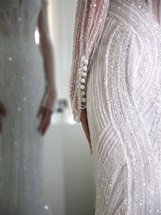 Luxury Mermaid Wedding Dress Customized Bride Robe Shiny Off the Shoulder Floor-length Bridal Dresses Vestidos De Novia