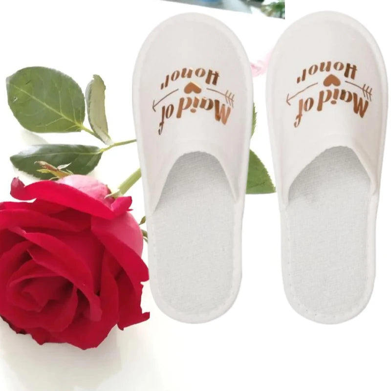 Bride Bridesmaid Slippers,Wedding Party Disposable Slippers Bridal Party Slippers Set Lightweight Cozy Soft Sole Flats Wholesale